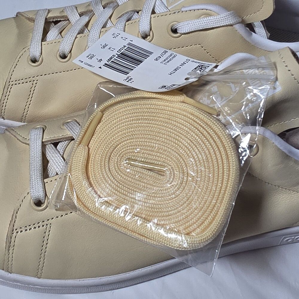 Adidas Mens Stan Smith BD7438 Light Yellow Lace Up Sneakers Shoes Size 11.5 NEW - Picture 4 of 10